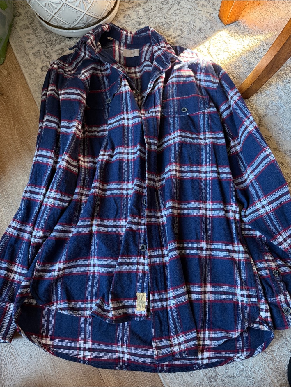 Jachs Navy, White & Red Plaid Button-Up Shirt